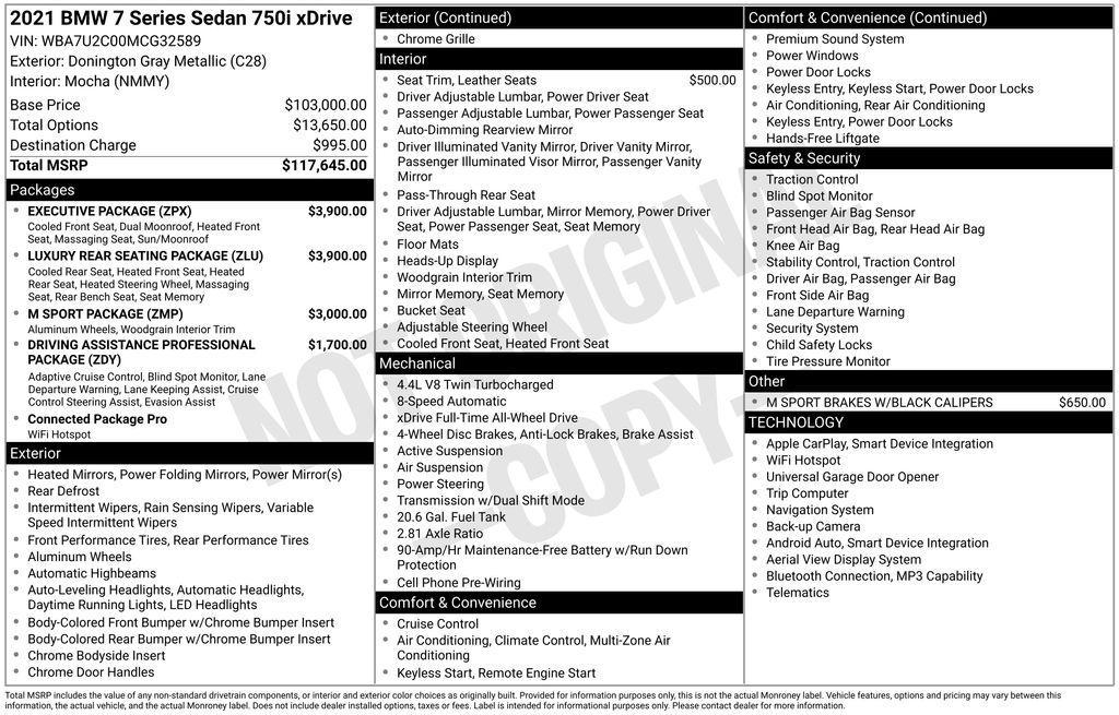 used 2021 BMW 750 car, priced at $46,987