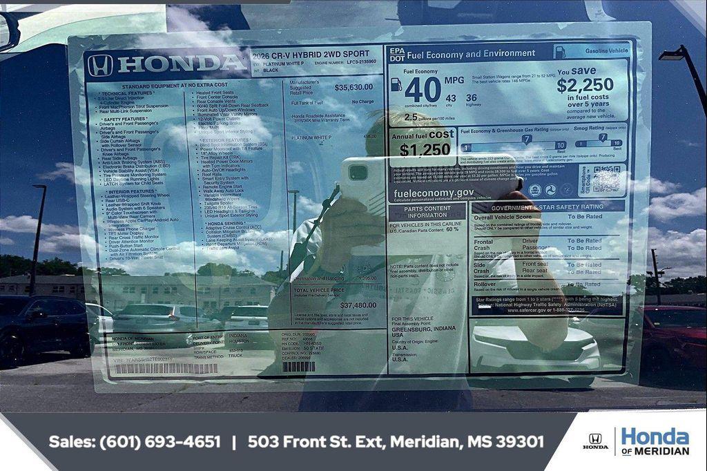 new 2026 Honda CR-V Hybrid car, priced at $35,782