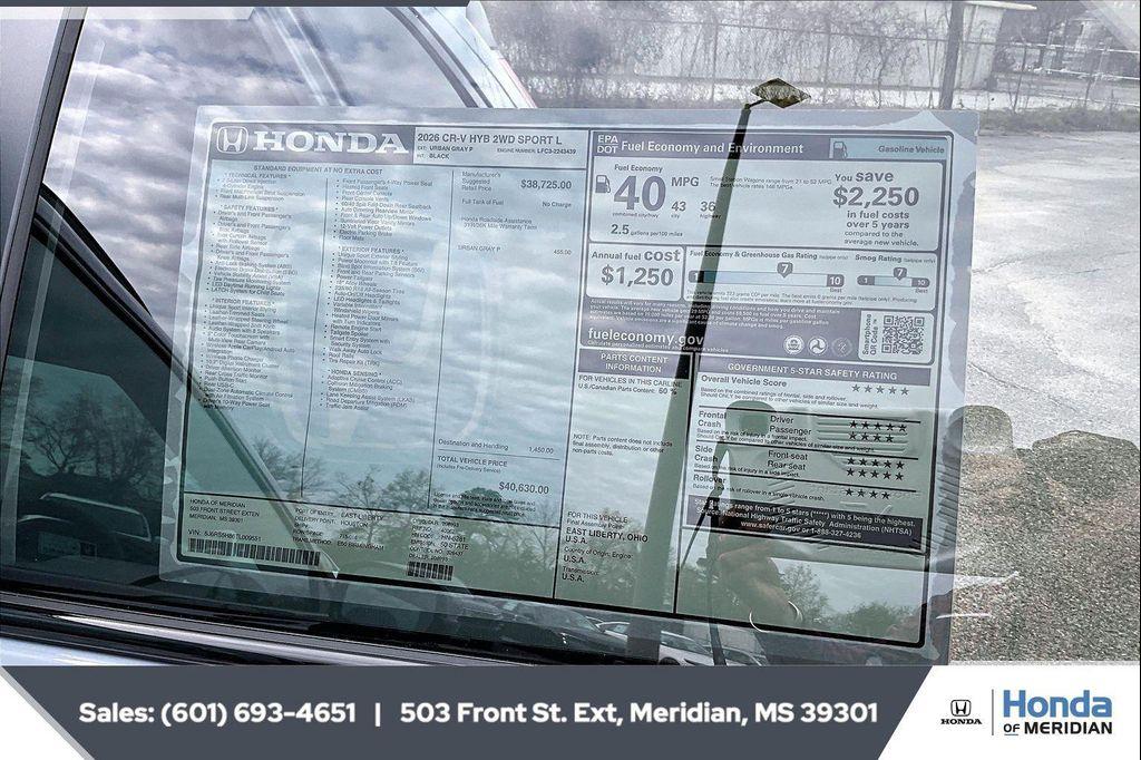 new 2026 Honda CR-V Hybrid car, priced at $38,592