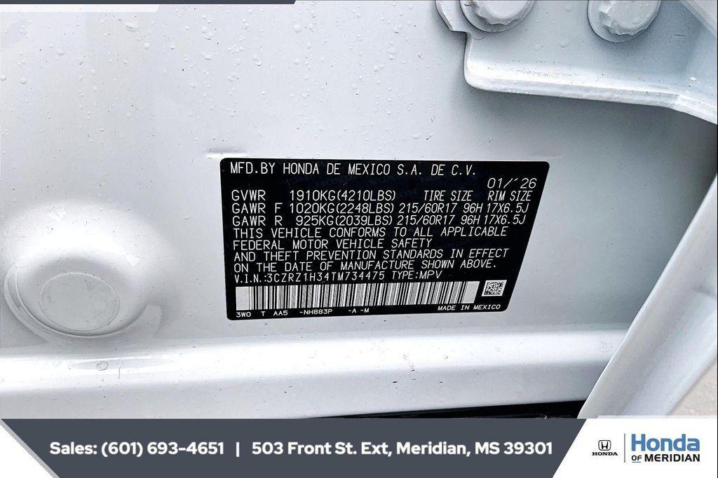 new 2026 Honda HR-V car, priced at $28,405