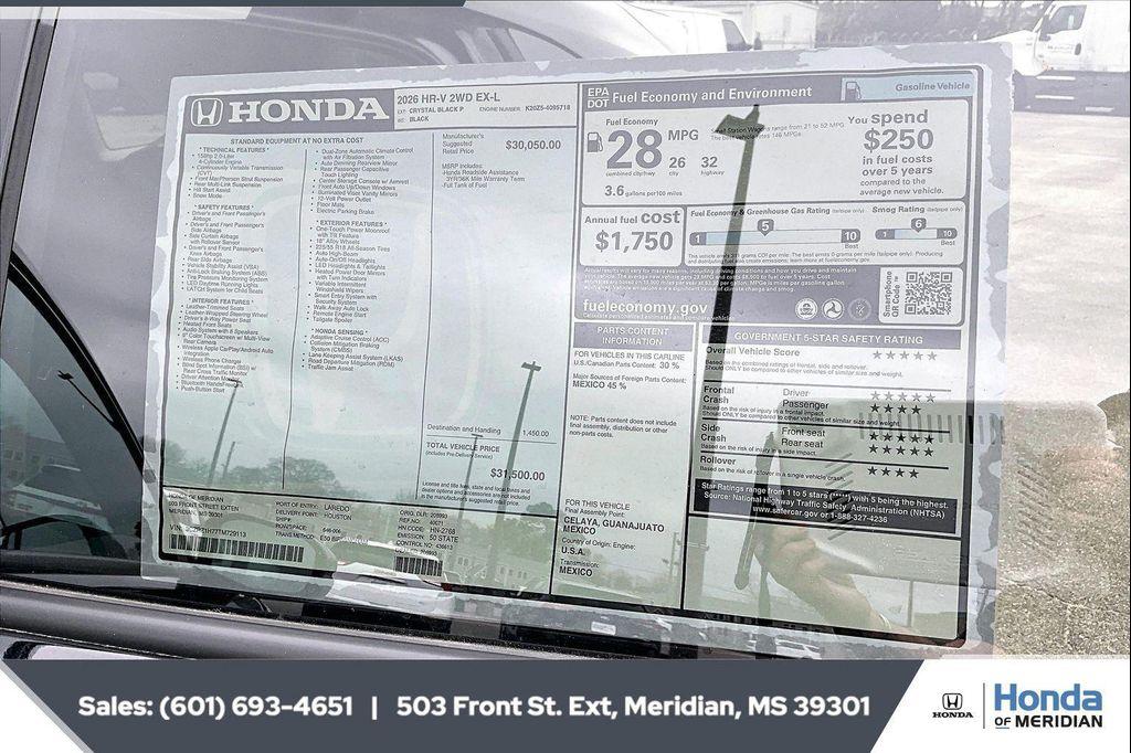 new 2026 Honda HR-V car, priced at $30,087