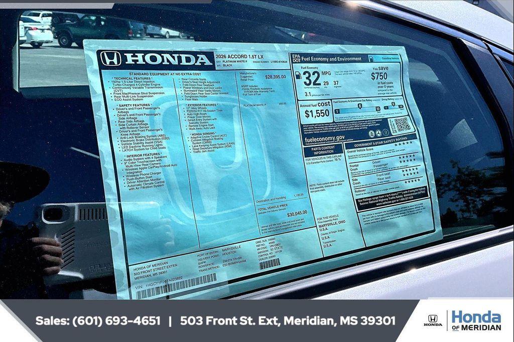 new 2026 Honda Accord car, priced at $28,829