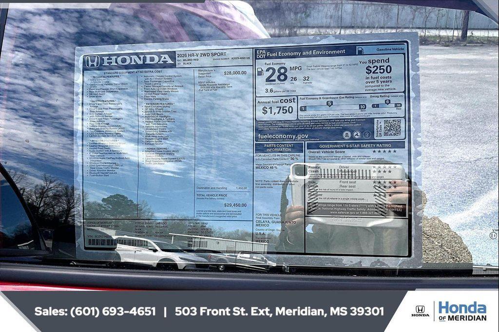 new 2026 Honda HR-V car, priced at $28,135