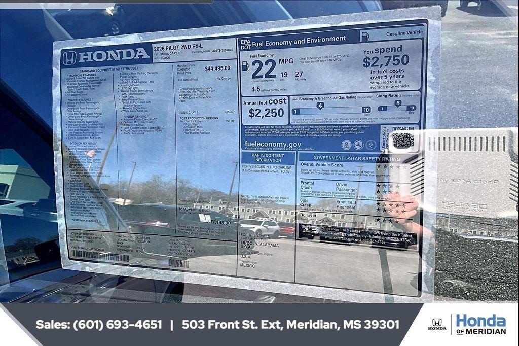 new 2026 Honda Pilot car, priced at $45,707