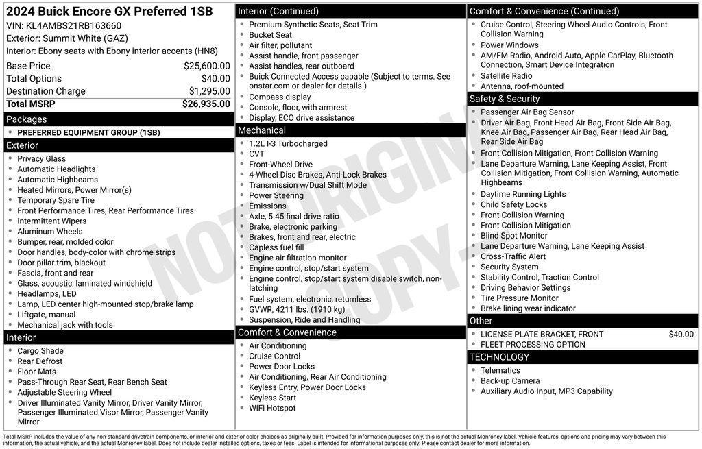 used 2024 Buick Encore GX car, priced at $22,749