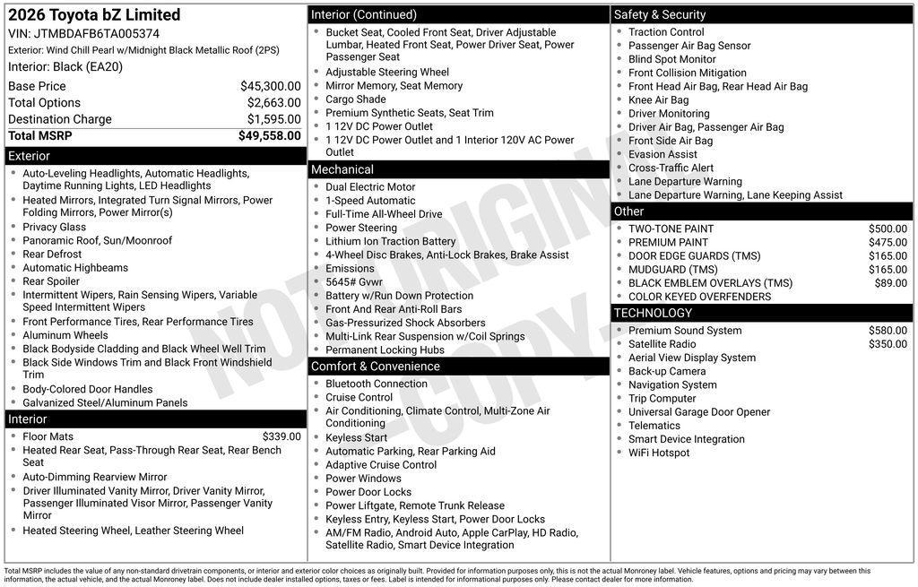 used 2026 Toyota bZ car, priced at $40,789
