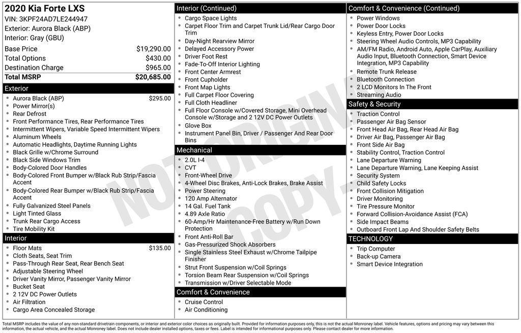 used 2020 Kia Forte car, priced at $15,489