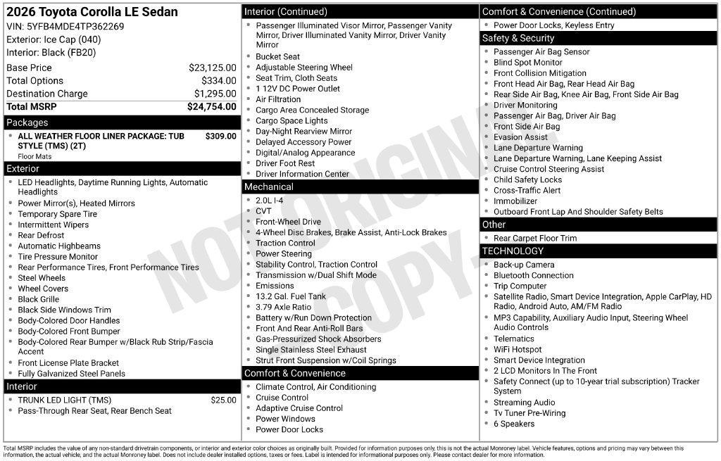 used 2026 Toyota Corolla car, priced at $24,790