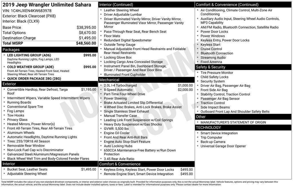 used 2019 Jeep Wrangler Unlimited car, priced at $25,475