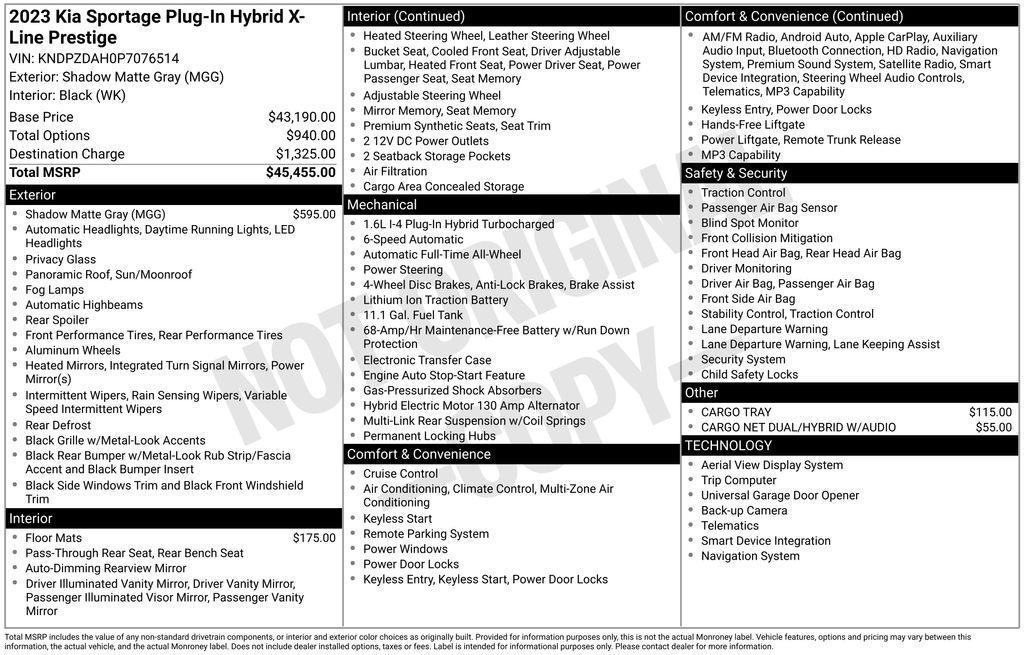 used 2023 Kia Sportage Plug-In Hybrid car, priced at $32,475