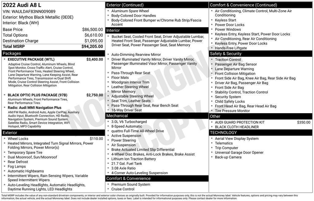 used 2022 Audi A8 car, priced at $45,950