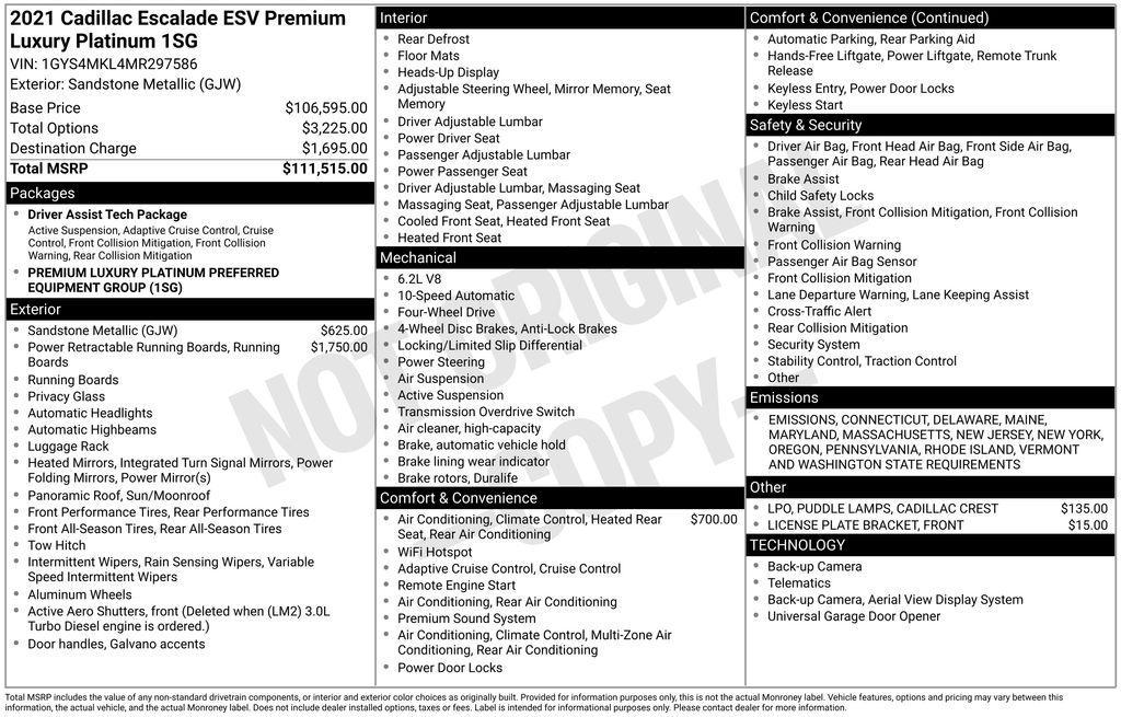 used 2021 Cadillac Escalade ESV car, priced at $58,950