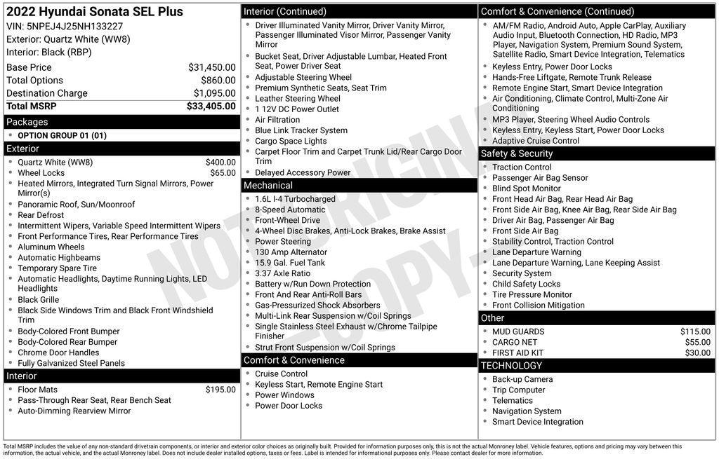 used 2022 Hyundai Sonata car, priced at $21,389