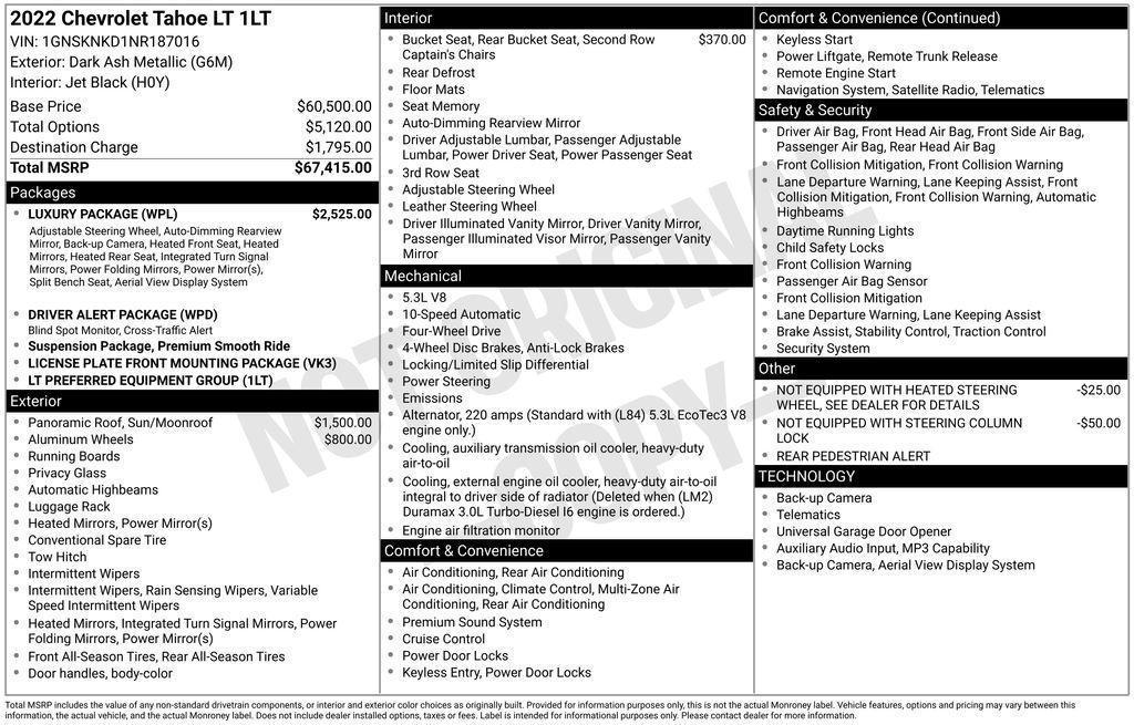 used 2022 Chevrolet Tahoe car, priced at $47,474