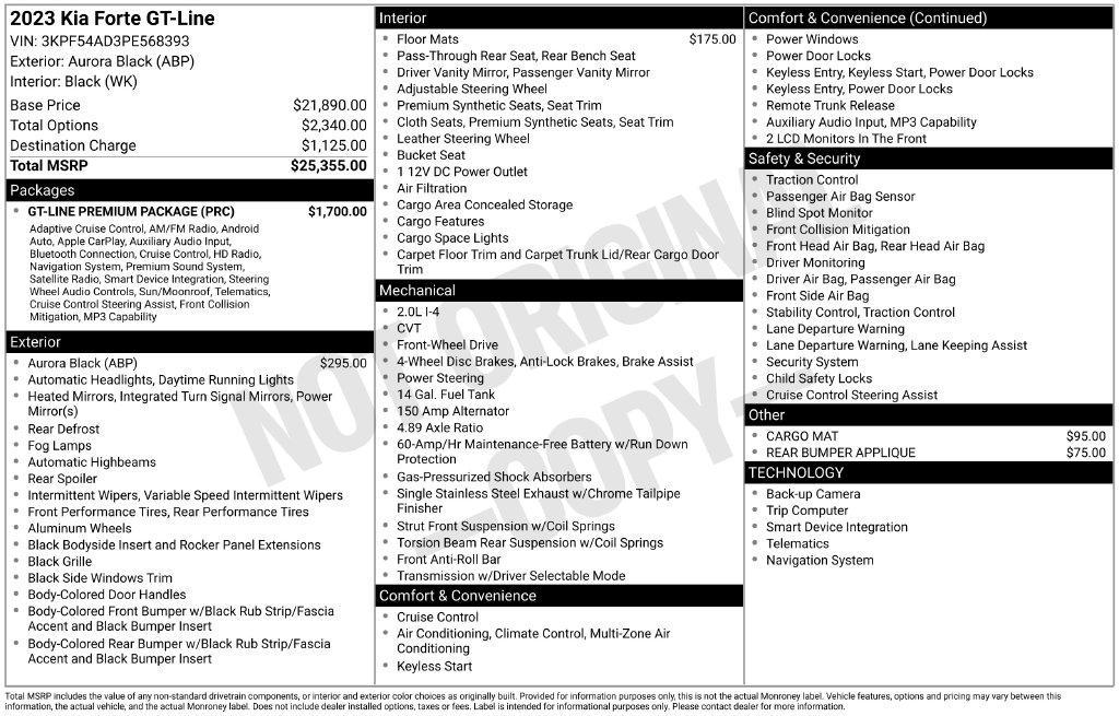 used 2023 Kia Forte car, priced at $19,290