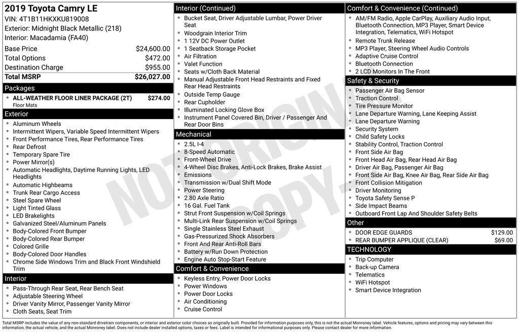 used 2019 Toyota Camry car, priced at $21,290