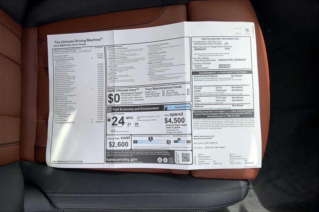 new 2026 BMW 840 Gran Coupe car, priced at $97,055