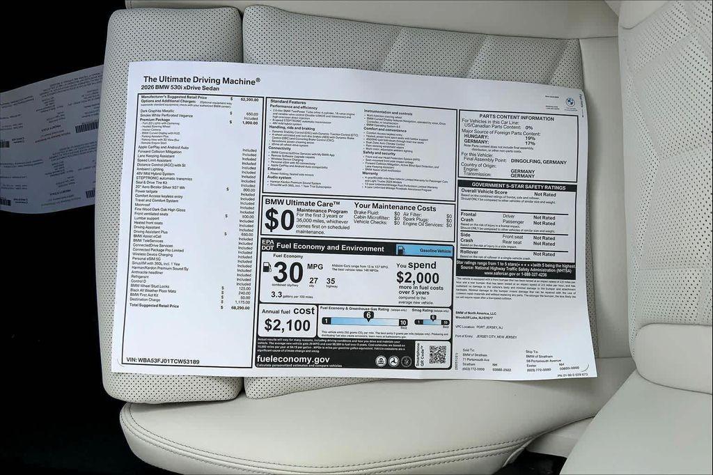 new 2026 BMW 530 car, priced at $68,290