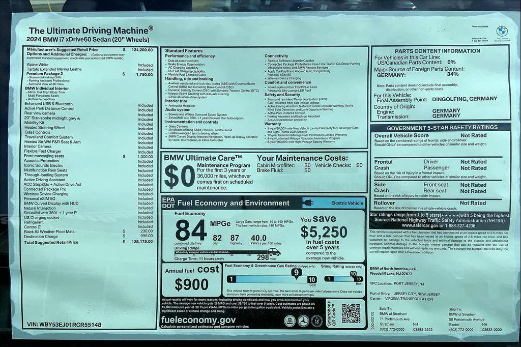 new 2024 BMW i7 car, priced at $128,175