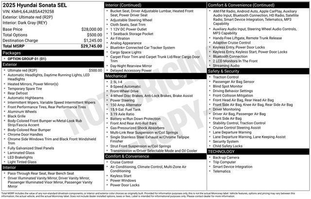 used 2025 Hyundai Sonata car, priced at $23,388