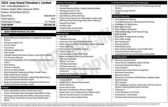 used 2022 Jeep Grand Cherokee L car, priced at $30,191