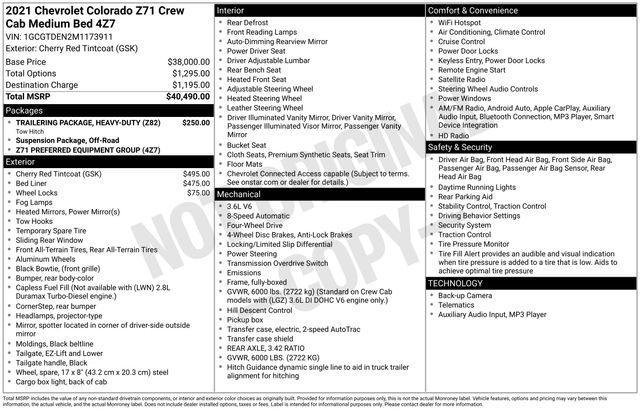 used 2021 Chevrolet Colorado car, priced at $26,493