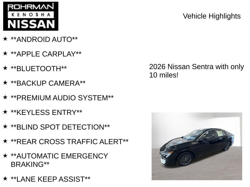 new 2026 Nissan Sentra car, priced at $23,193