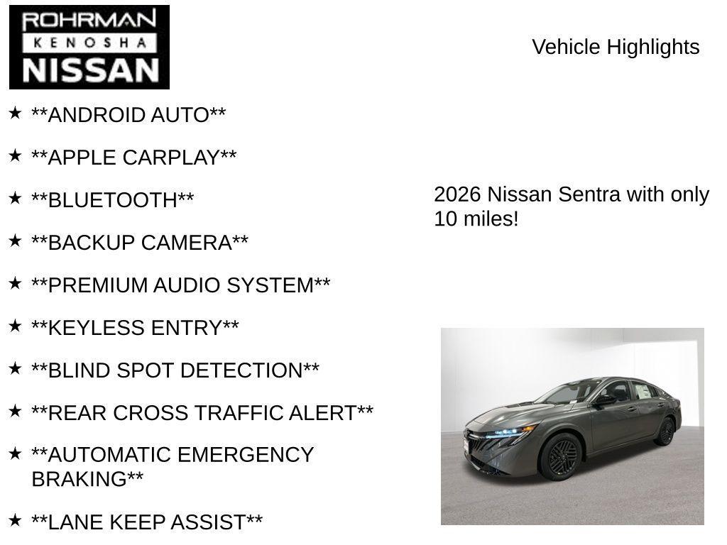 new 2026 Nissan Sentra car, priced at $25,320