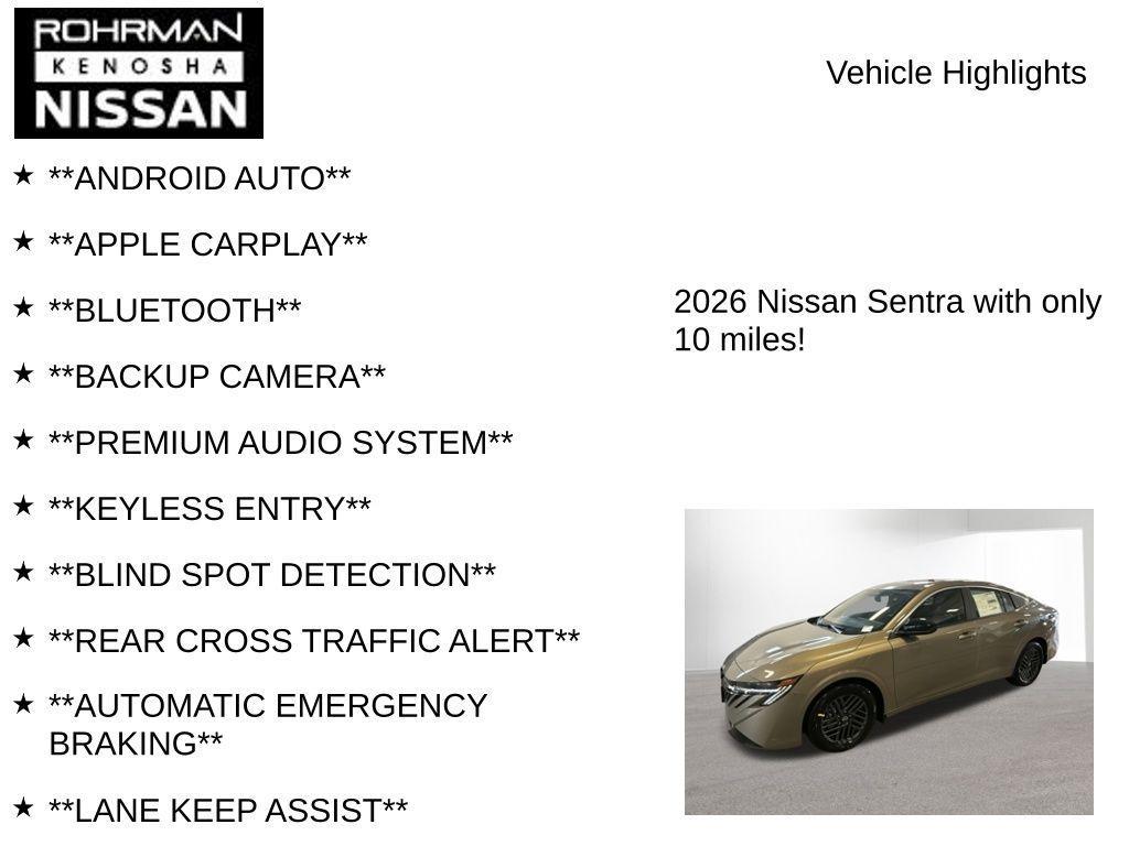new 2026 Nissan Sentra car, priced at $23,489