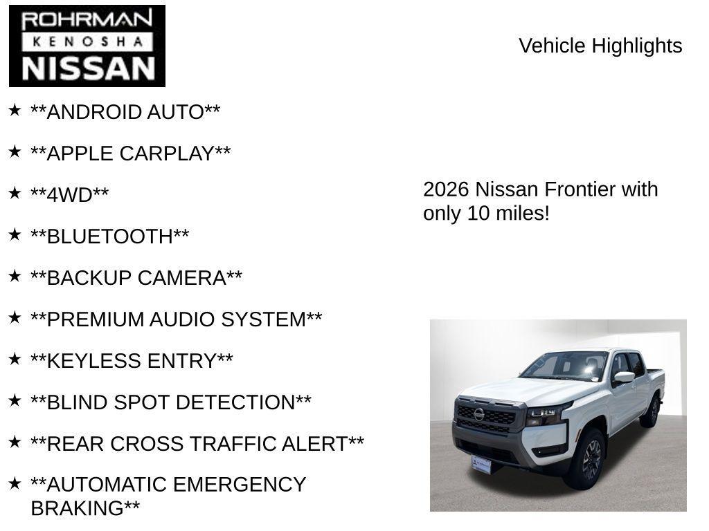 new 2026 Nissan Frontier car, priced at $38,208
