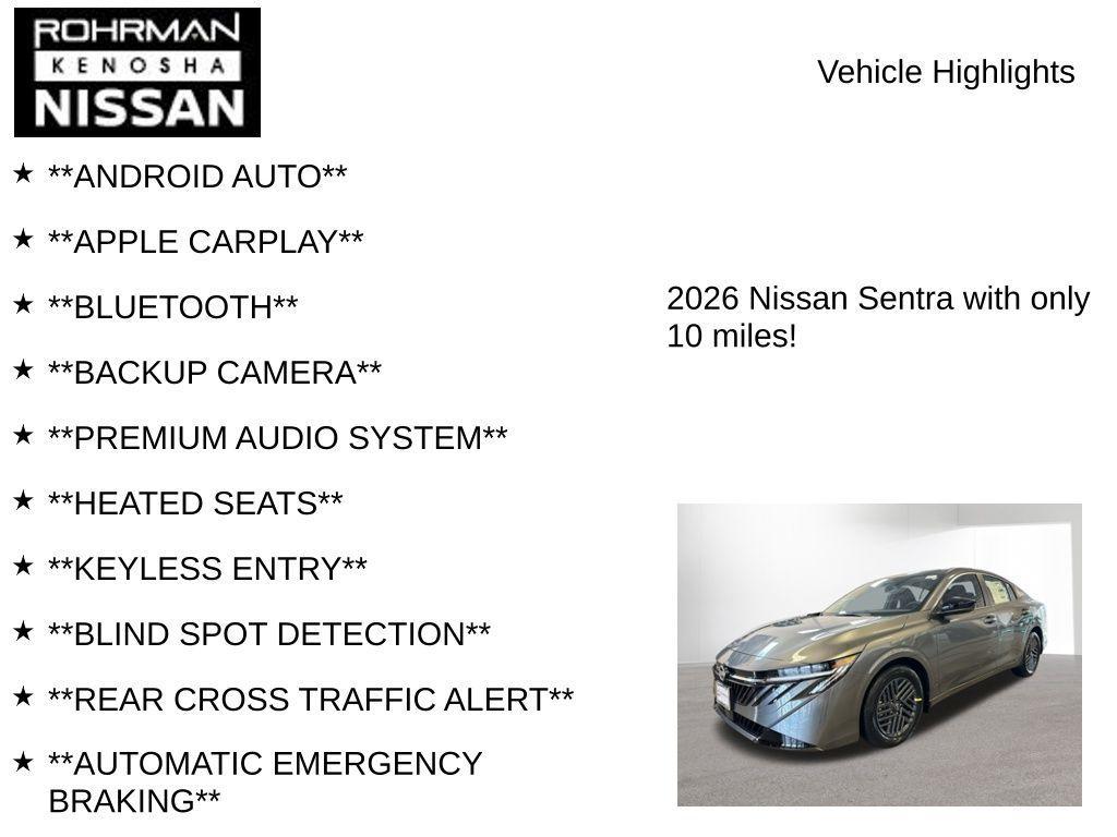 new 2026 Nissan Sentra car, priced at $24,197