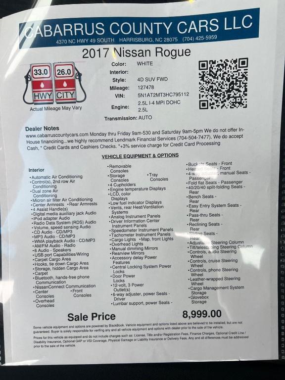 used 2017 Nissan Rogue car, priced at $8,999
