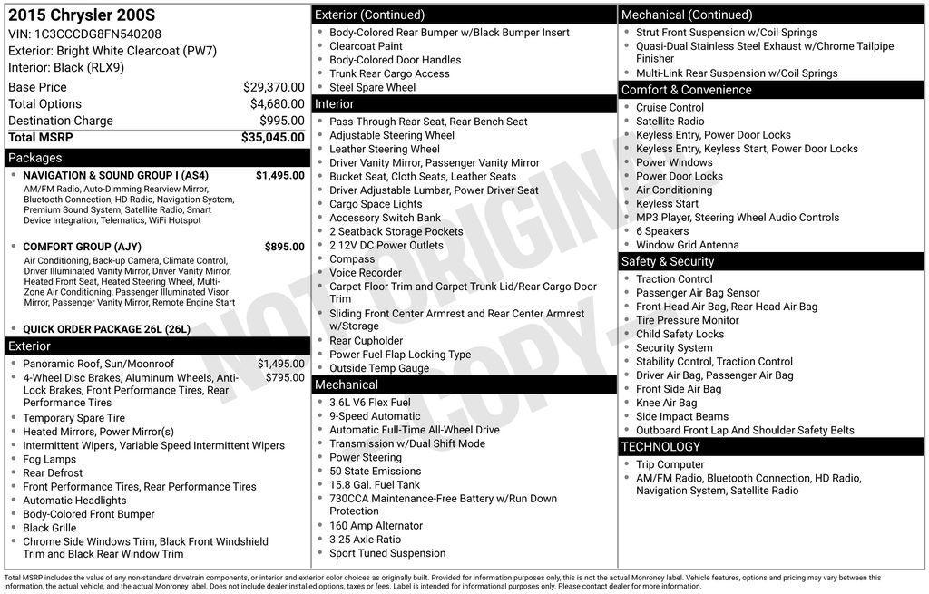 used 2015 Chrysler 200 car, priced at $7,990