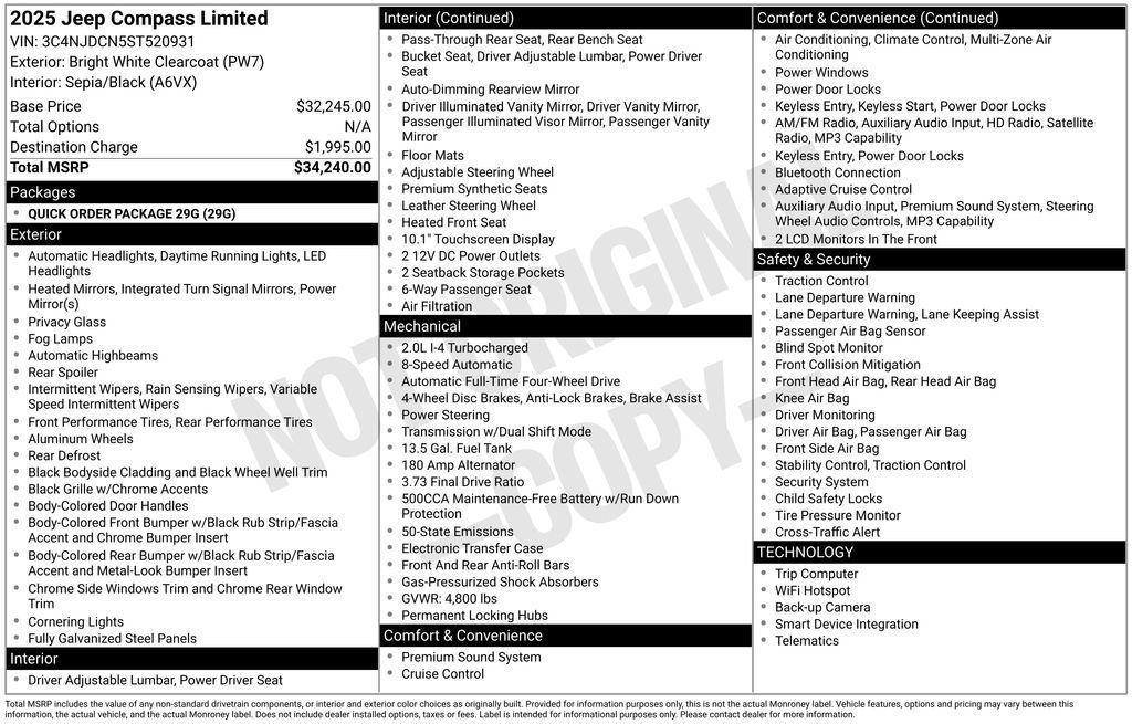 used 2025 Jeep Compass car, priced at $24,990