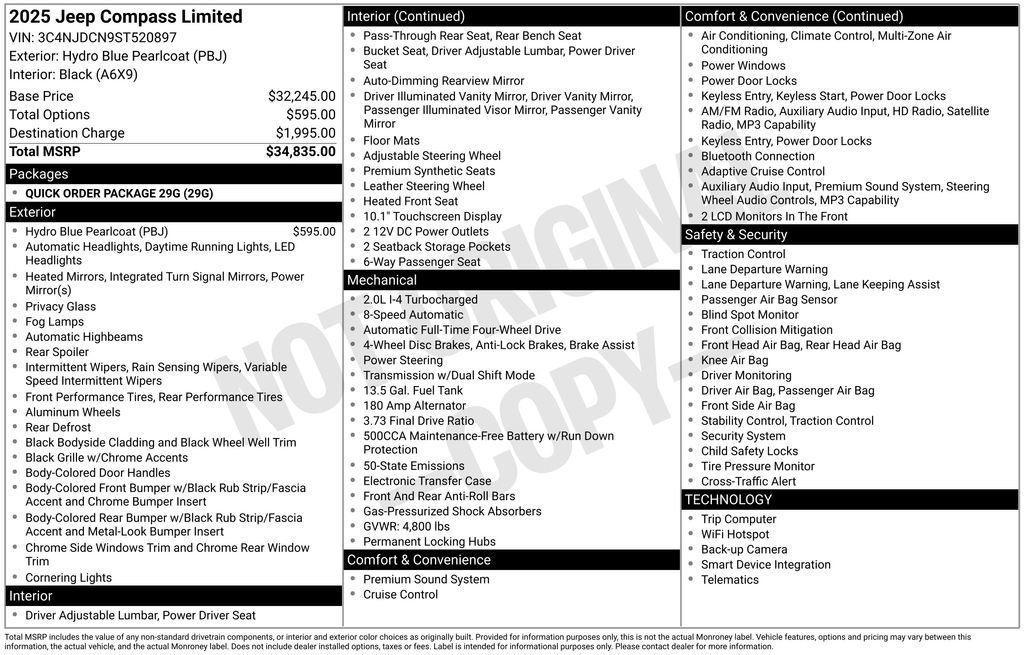 used 2025 Jeep Compass car, priced at $25,500