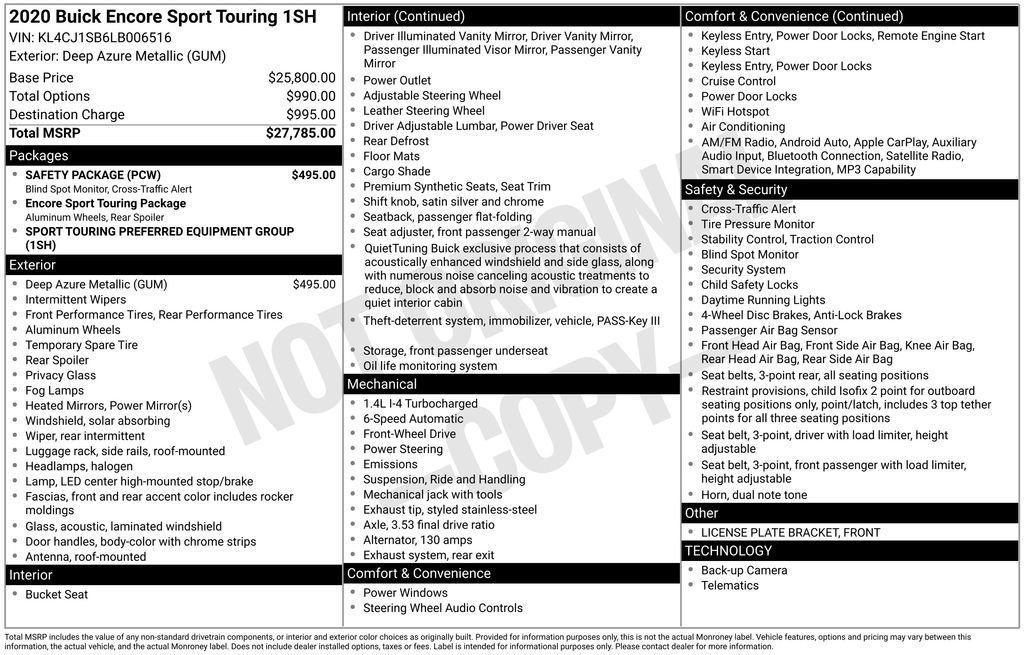 used 2020 Buick Encore car, priced at $16,342