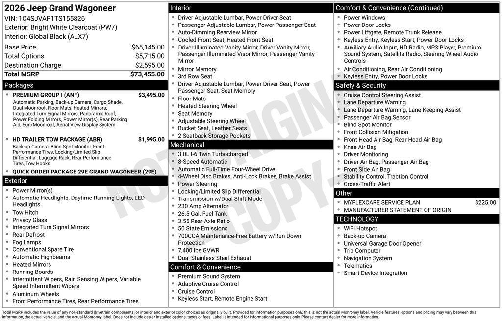 new 2026 Jeep Grand Wagoneer car, priced at $72,455