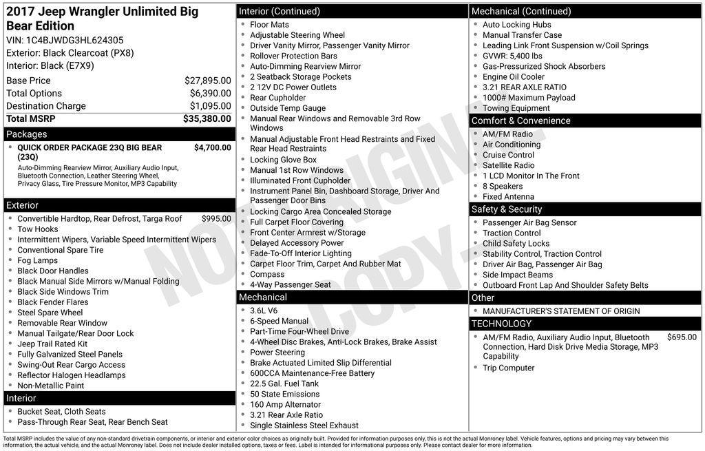 used 2017 Jeep Wrangler car, priced at $13,998