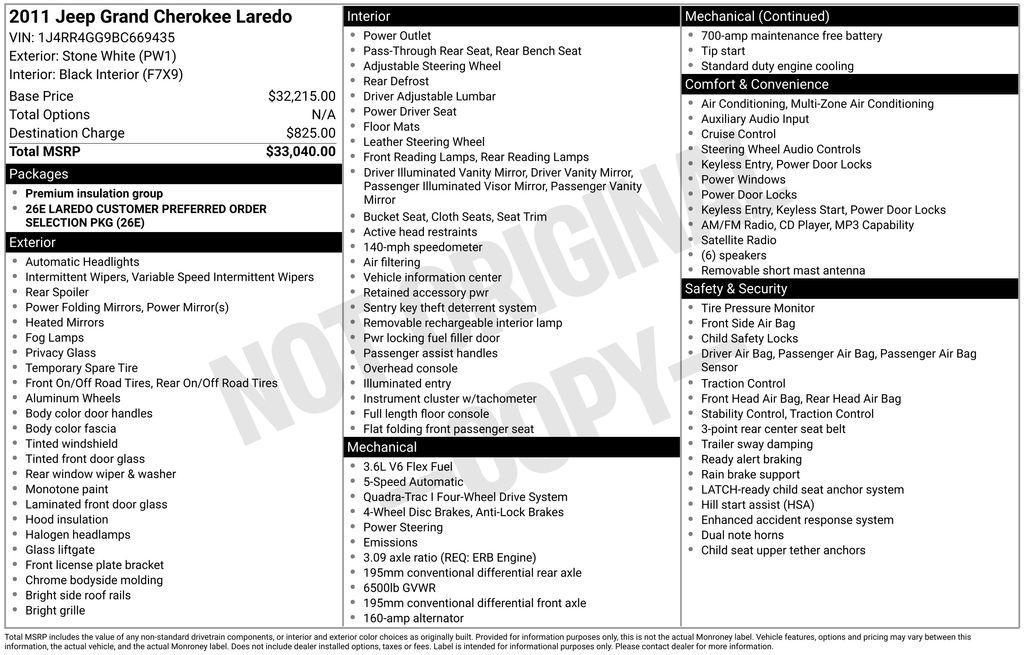 used 2011 Jeep Grand Cherokee car, priced at $7,891