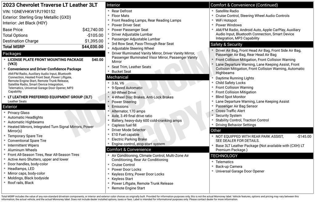 used 2023 Chevrolet Traverse car, priced at $33,986