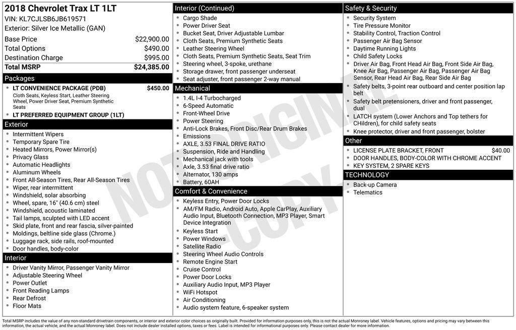 used 2018 Chevrolet Trax car, priced at $13,999