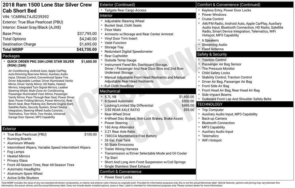 used 2018 Ram 1500 car, priced at $22,999