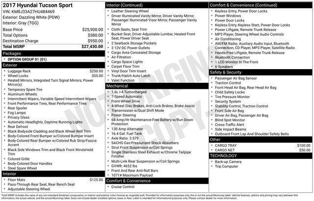 used 2017 Hyundai Tucson car, priced at $14,000