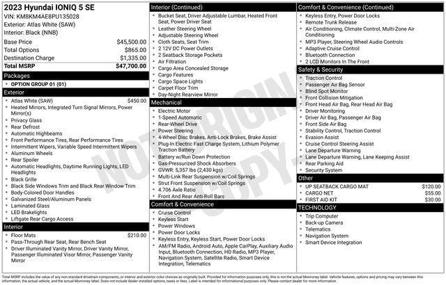 used 2023 Hyundai IONIQ 5 car, priced at $18,500