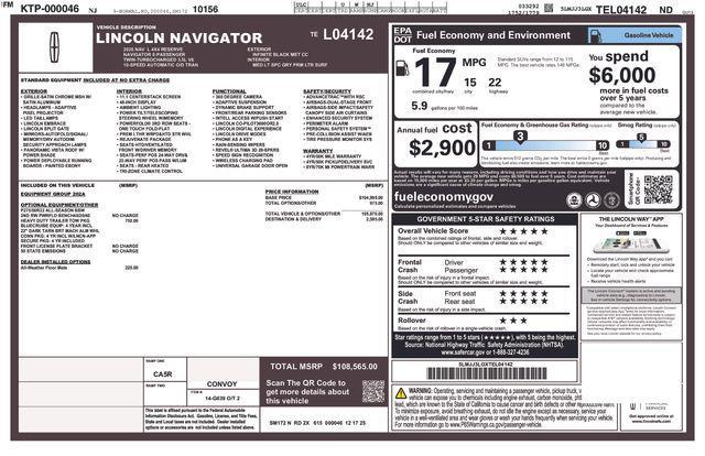 new 2026 Lincoln Navigator car, priced at $108,565