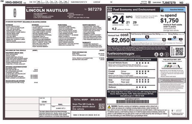new 2026 Lincoln Nautilus car, priced at $67,453