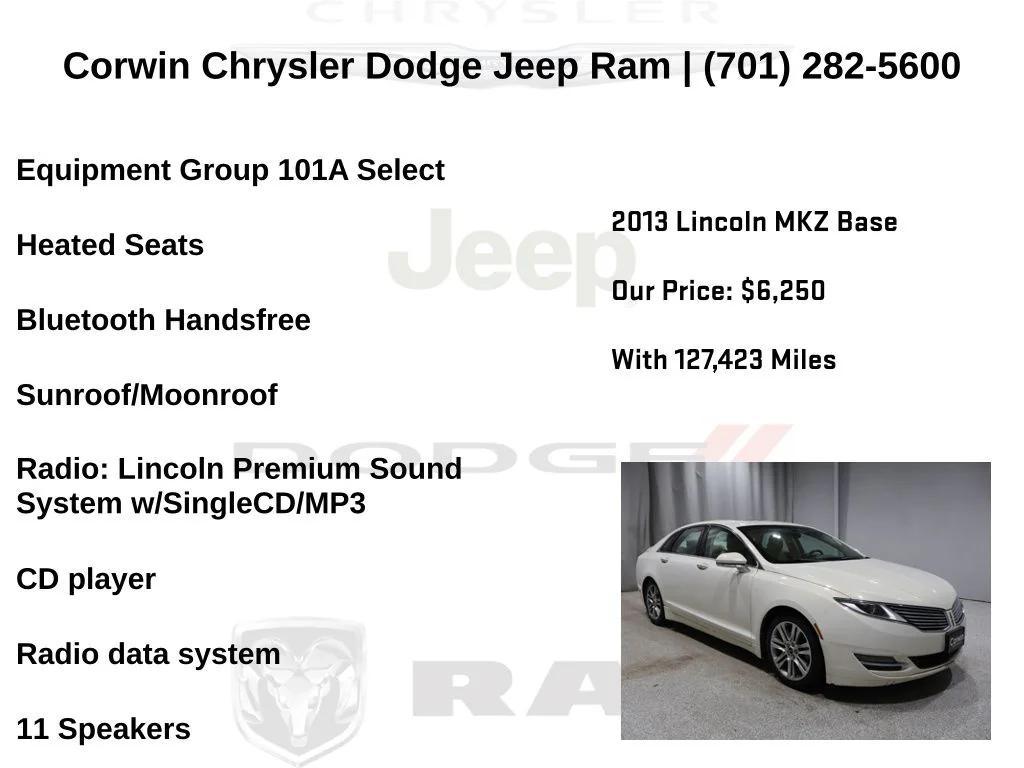 used 2013 Lincoln MKZ car, priced at $6,246