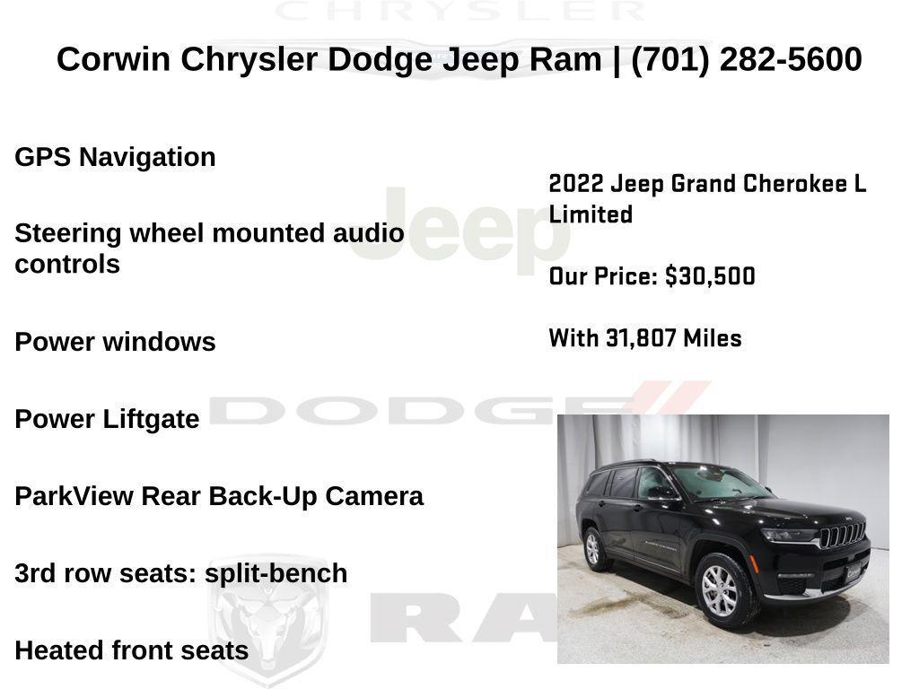 used 2022 Jeep Grand Cherokee L car, priced at $31,000