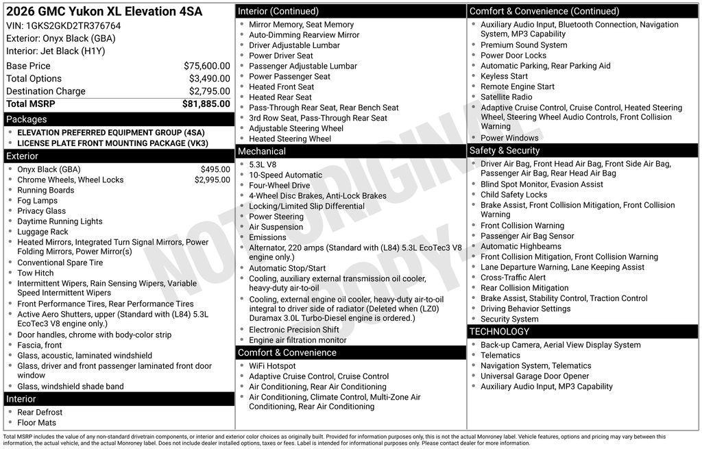 new 2026 GMC Yukon XL car, priced at $81,060