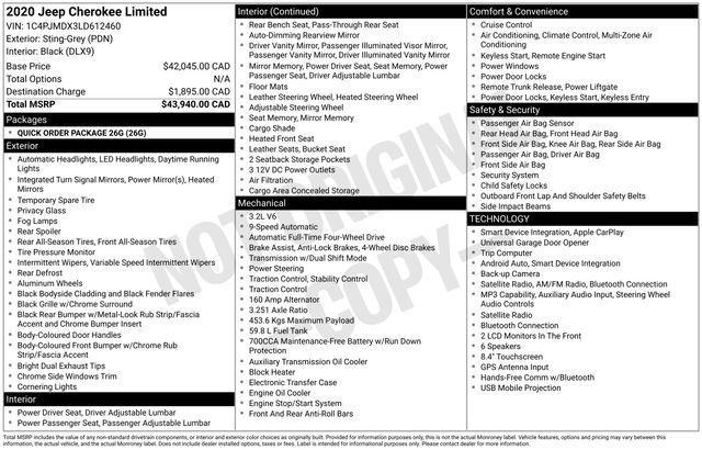 used 2020 Jeep Cherokee car, priced at $13,993